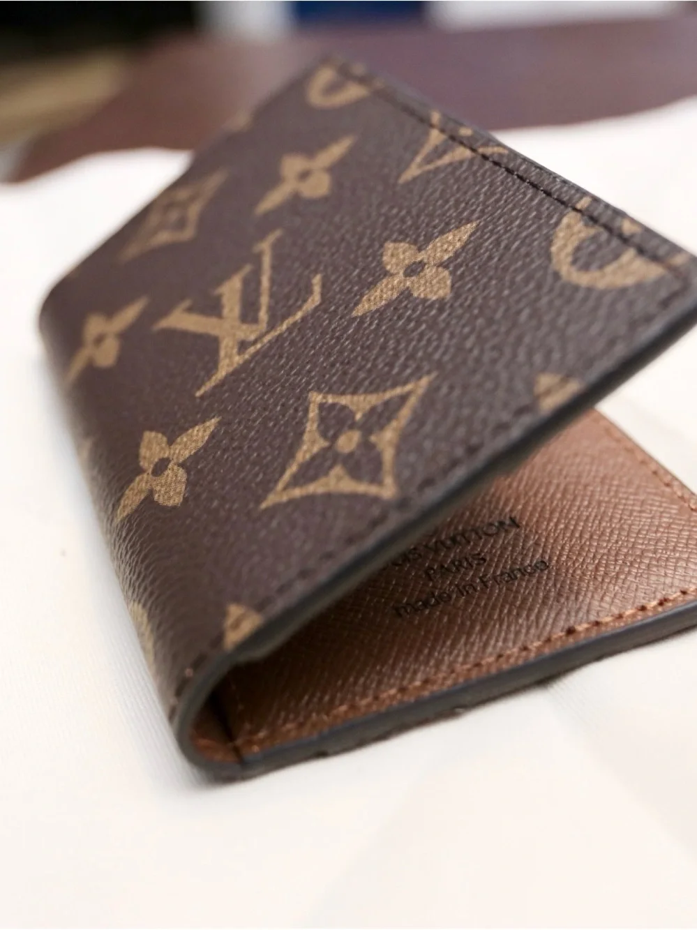 Louis Vuitton Textured Brown Leather Card Holder